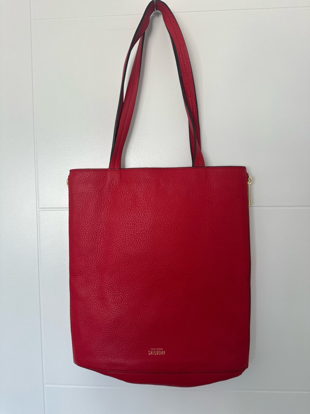 Kate Spade Saturday Red Pebbled Leather Tote Bag  Large Shoulder Bag